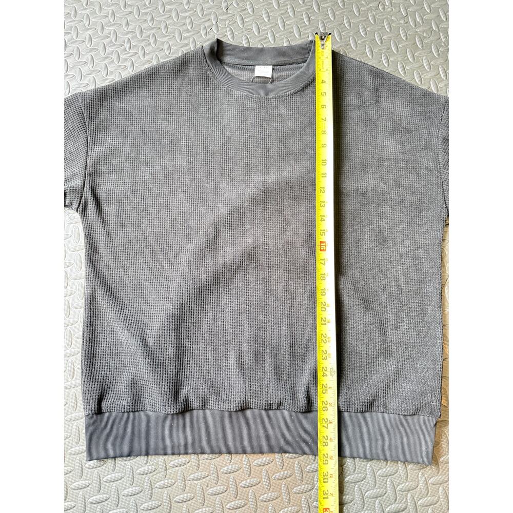Neutral Waffle Knit Sweatshirt Minimalist Boutique Kids Pullover L NEW - Picture 6 of 6